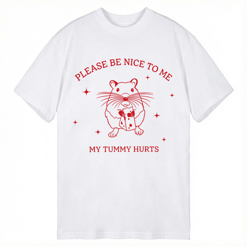 Modecanvas My Tummy Hurts Lactose Mouse Meme DTG Printing Classic T-Shirt-modecanvas