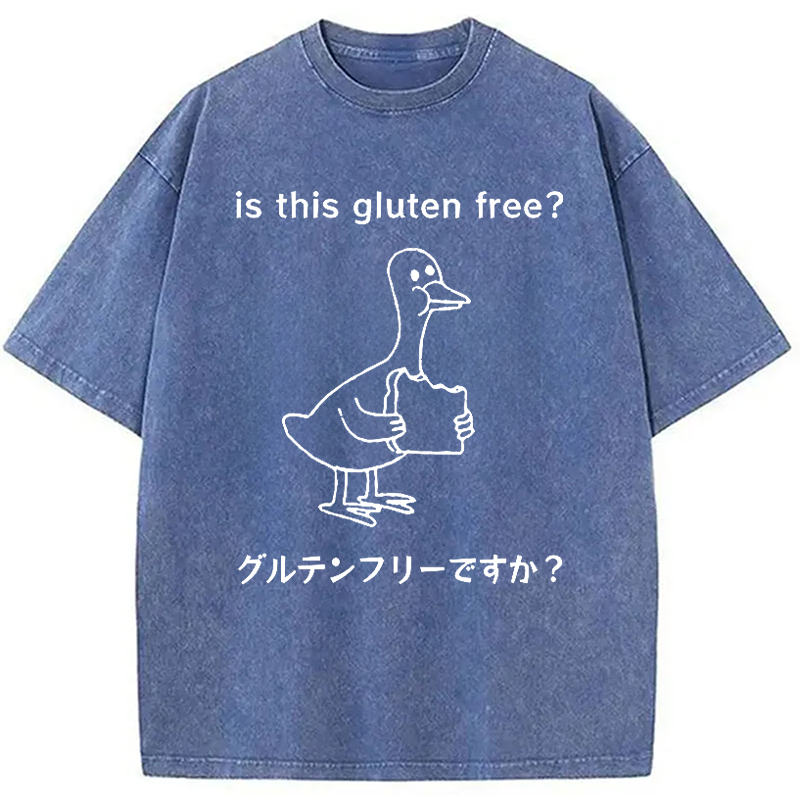 Modecanvas Avoid Gluten Product Washed T-Shirt-modecanvas
