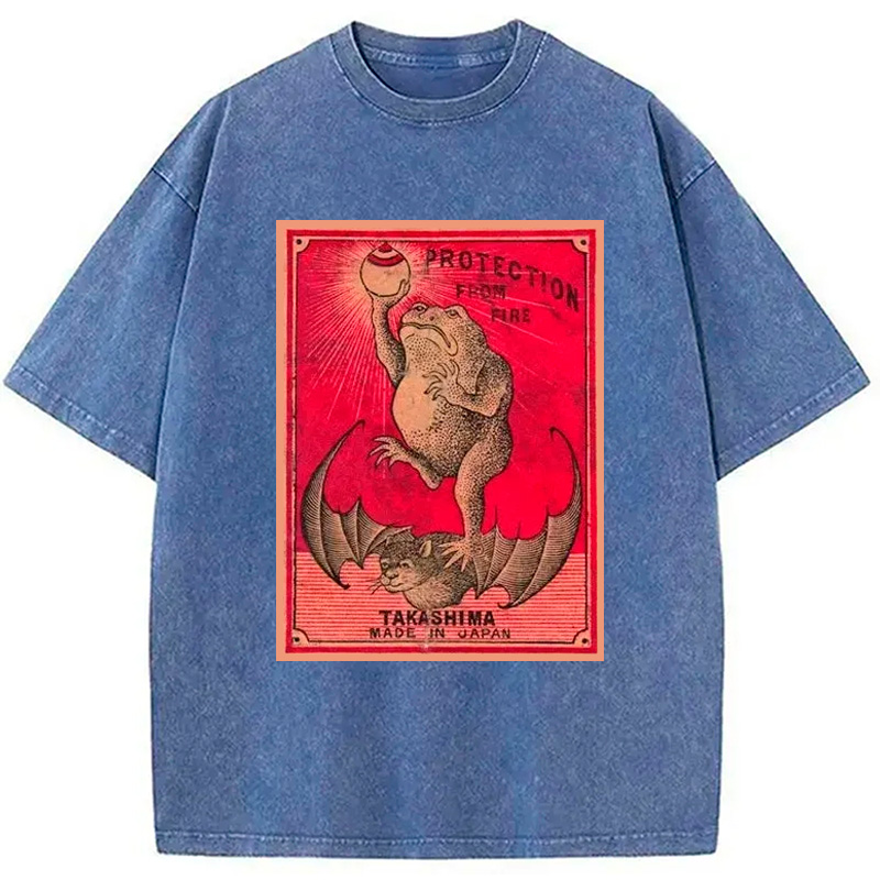 Modecanvas Japanese Matches Frog & Bat Washed T-Shirt