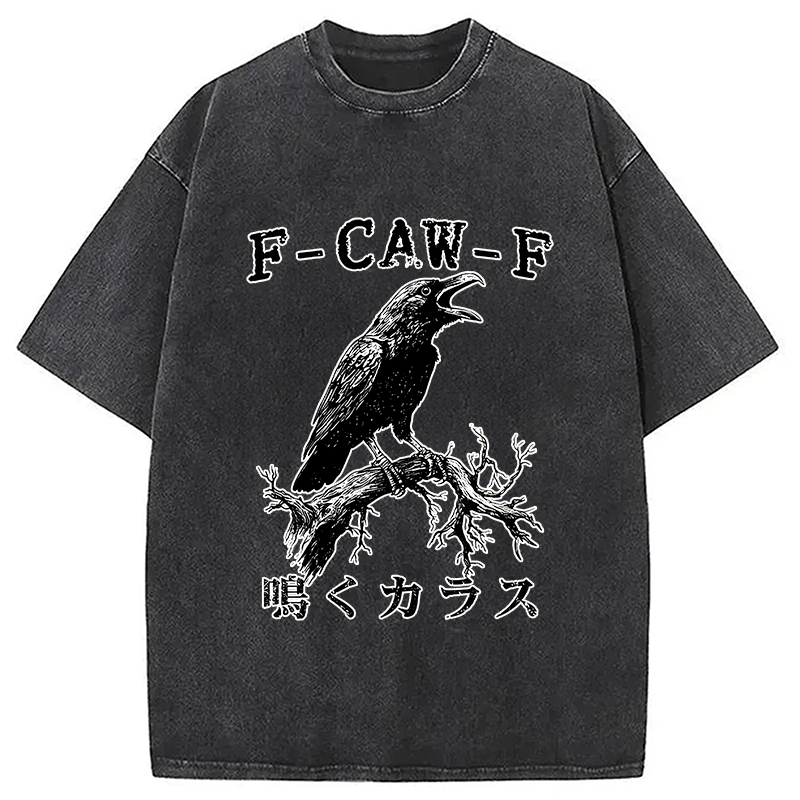 Modecanvas Funny Crow Call Washed T-Shirt