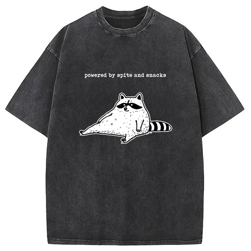 Modecanvas Powered by Spite and Snacks Funny Washed T-Shirt