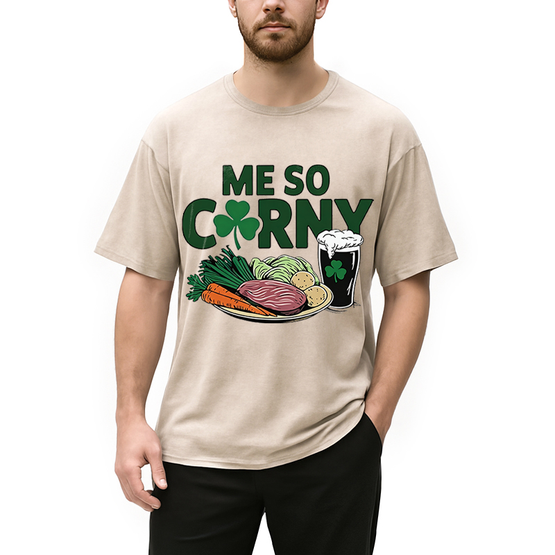 Modecanvas Me So Corny Beer DTG Printing Washed T-Shirt