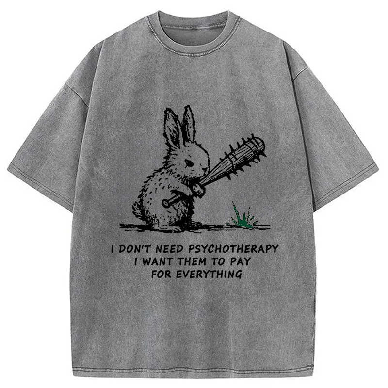 Modecanvas Violent Rabbit Funny Washed T-Shirt