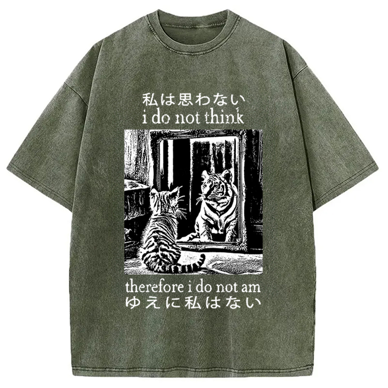 Modecanvas Thinking Cat Japanese Washed T-Shirt
