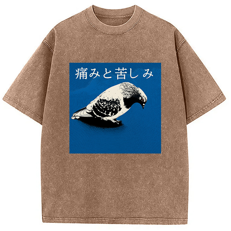 Modecanvas Anguish Pigeon Japanese Washed T-Shirt