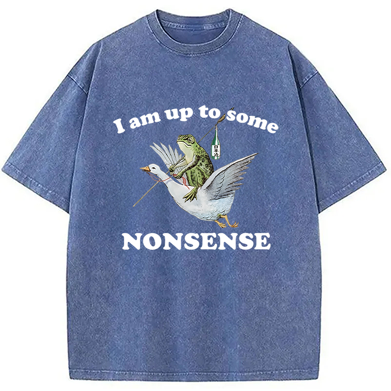 Modecanvas Frog Riding A Goose Washed T-Shirt