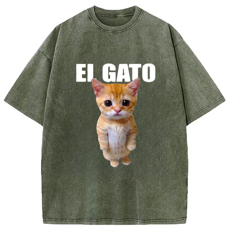 Modecanvas Sad Crying Cat Meme Washed T-Shirt