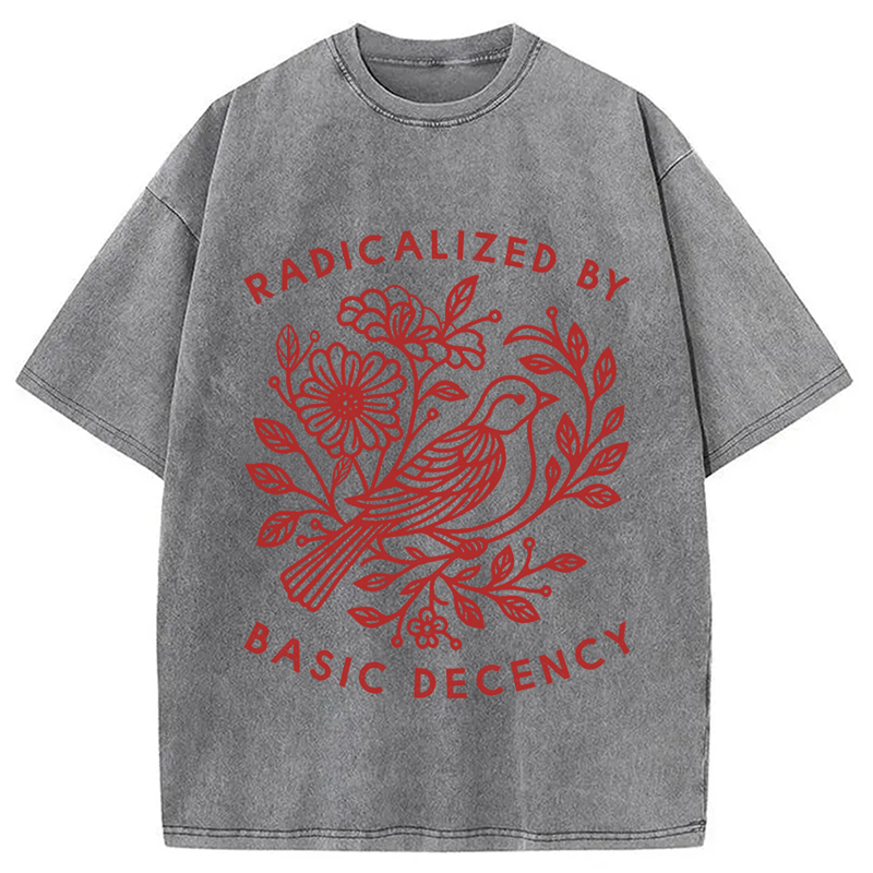 Modecanvas Pigeon Was Moved Washed T-Shirt-modecanvas