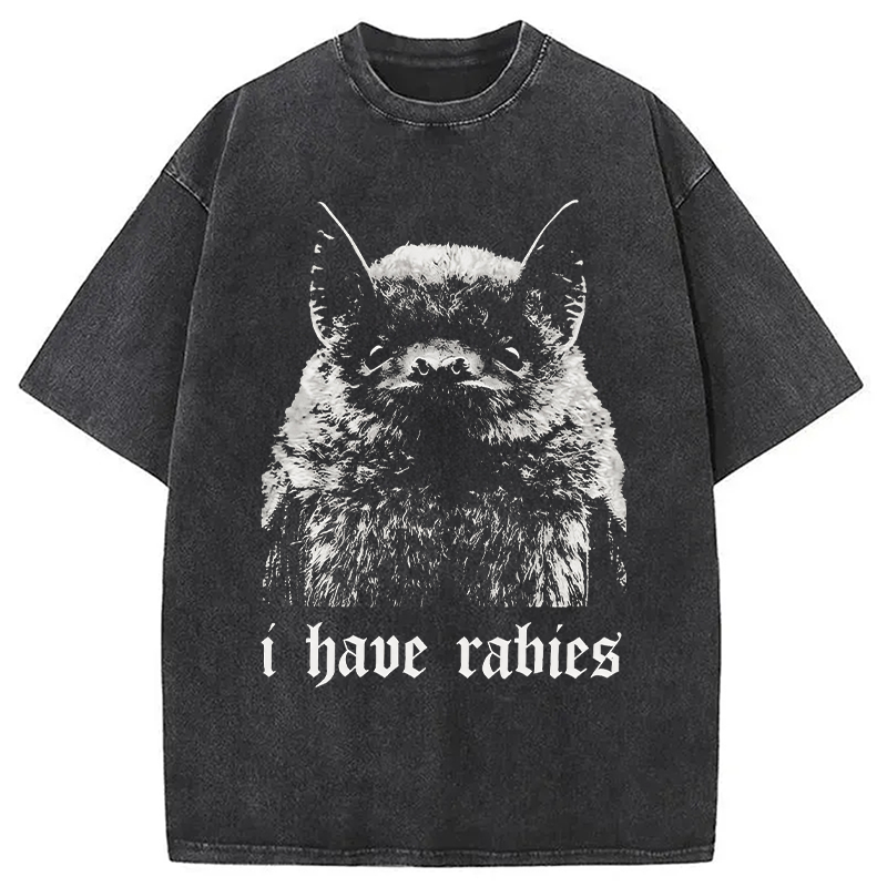 Modecanvas I Have Rabies DTG Printing Washed T-Shirt