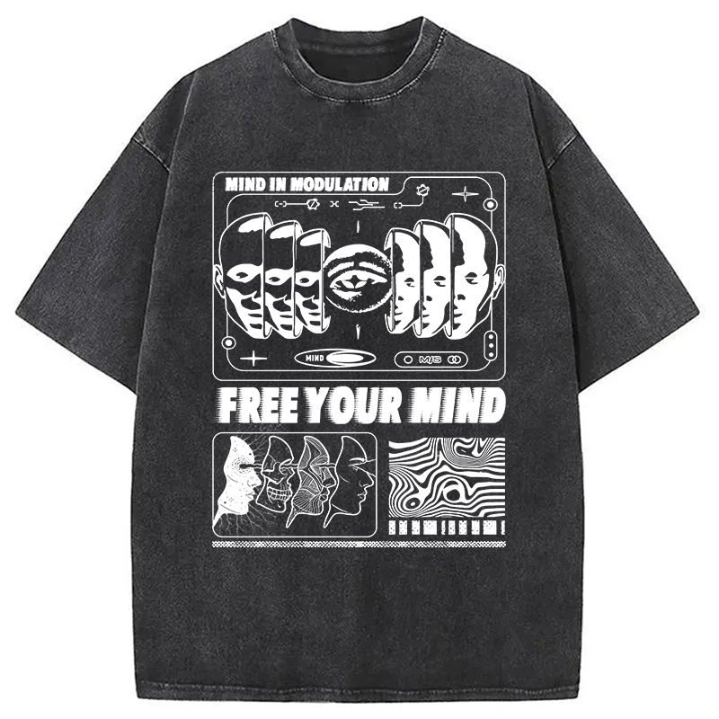 Modecanvas Free Your Mind DTG Printing Washed T-Shirt-modecanvas