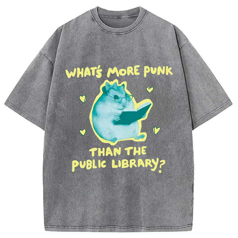 Modecanvas Public Library Rat Punk DTG Printing Washed T-Shirt