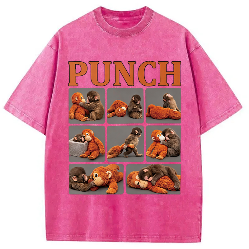 Modecanvas Lonely Punch Monkey DTG Printing Washed T-Shirt