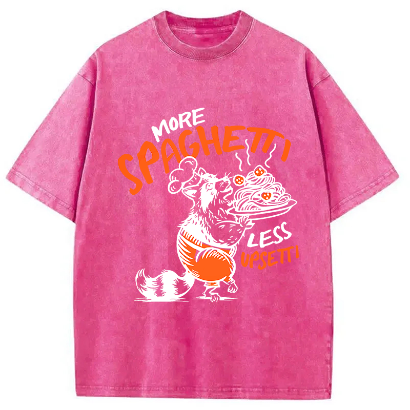 Modecanvas More Spaghetti Less Upsetti Raccoon DTG Printing Washed T-Shirt