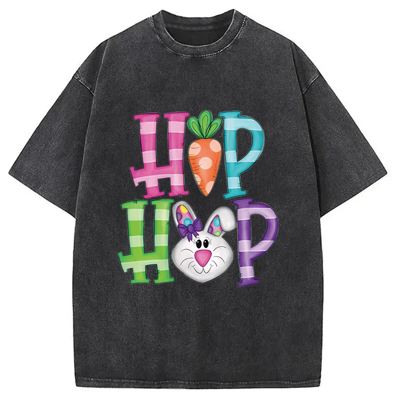 Modecanvas Hip Hop Easter Bunny DTG Printing Washed T-Shirt