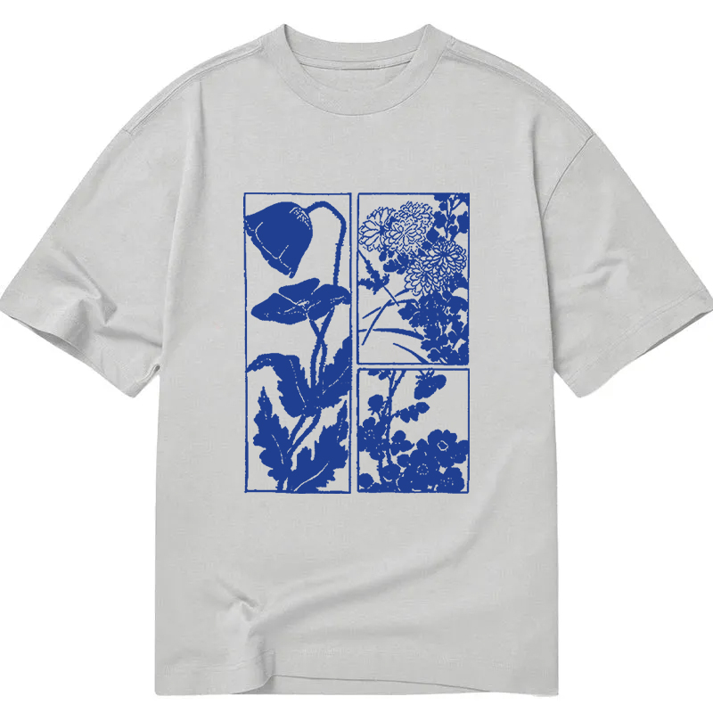 Modecanvas Woodcut Flowers DTG Printing Classic T-Shirt-modecanvas