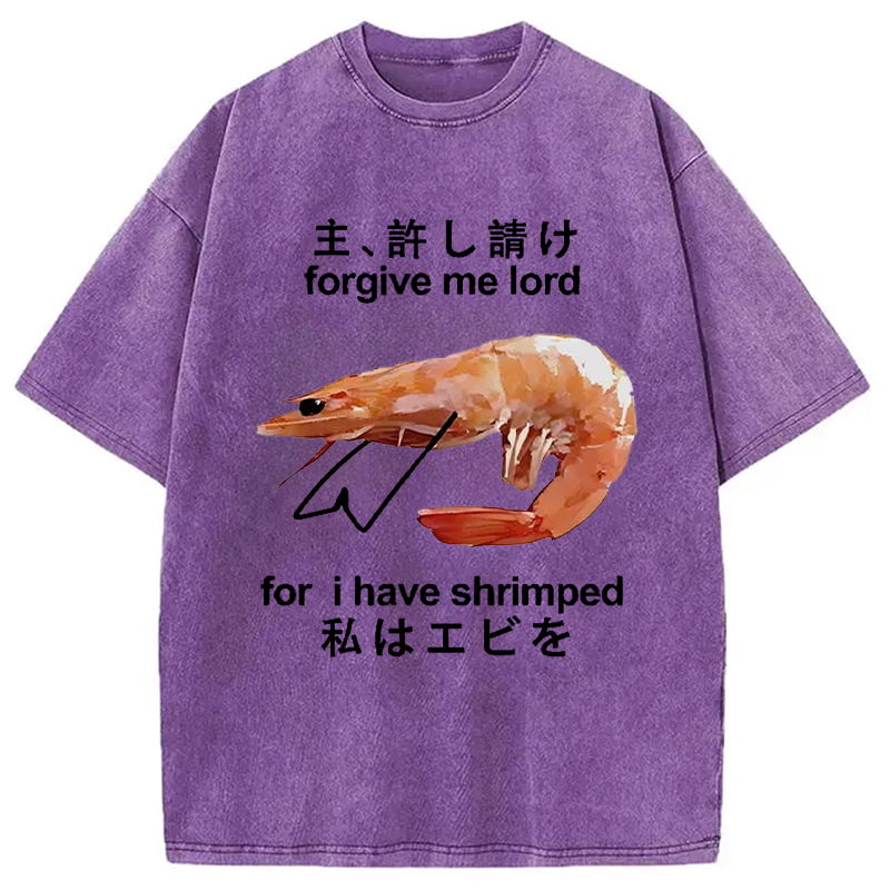 Modecanvas Retreating Shrimp Washed T-Shirt-modecanvas
