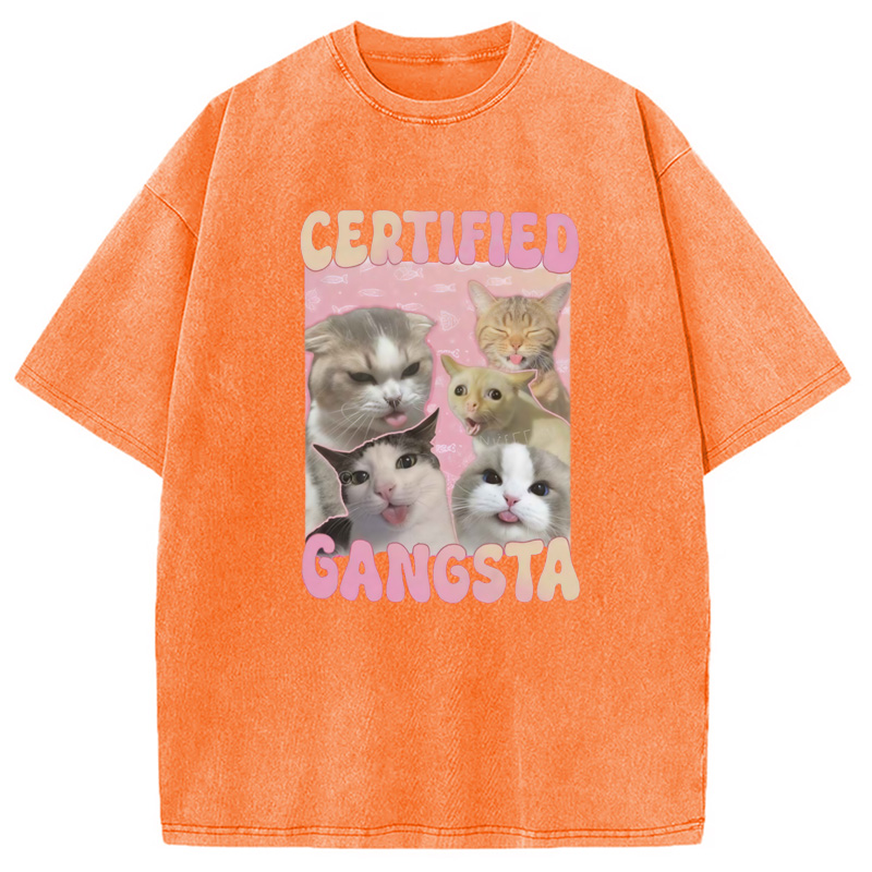Modecanvas Certified Gangsta Cats Washed T-Shirt