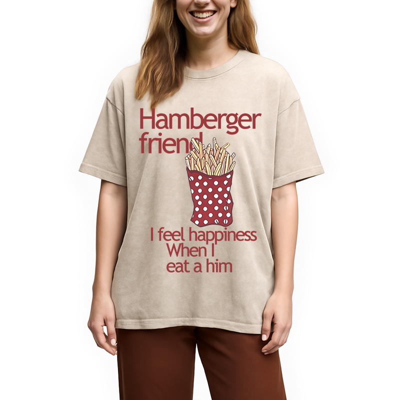Modecanvas Hamberger Friend DTG Printing Washed T-Shirt