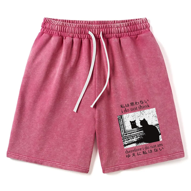 Modecanvas Thinking Cat Washed Short