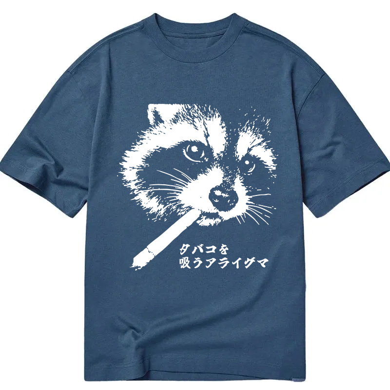Modecanvas Somking Raccoon DTG Printing Classic T-Shirt-modecanvas