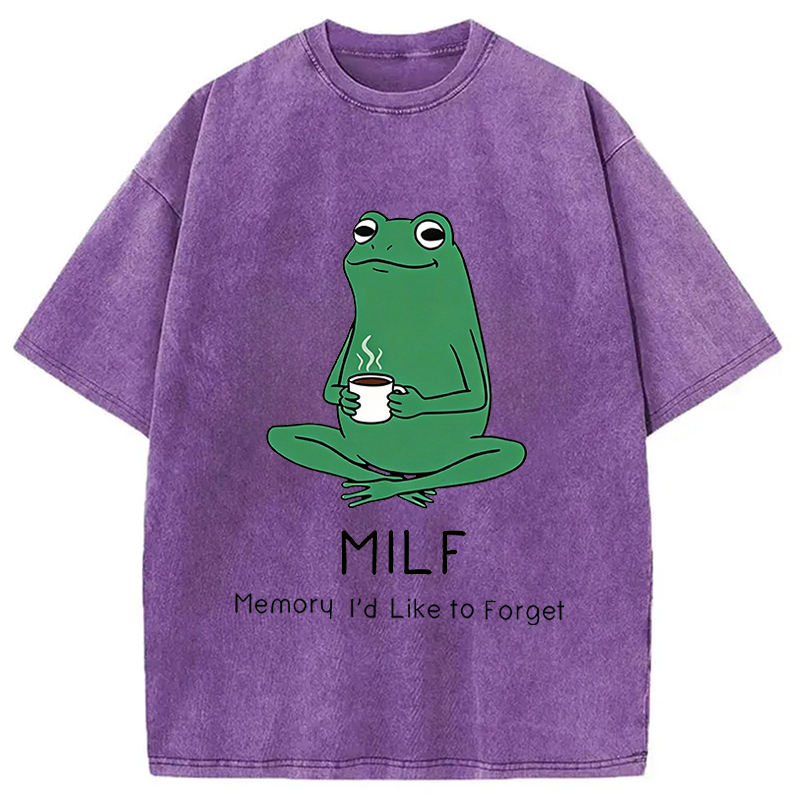 Modecanvas MILF Funny DTG Printing Washed T-Shirt-modecanvas