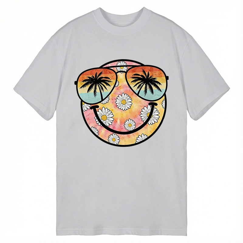 Modecanvas Summer Daisy Smile Face DTG Printing Classic T-Shirt-modecanvas