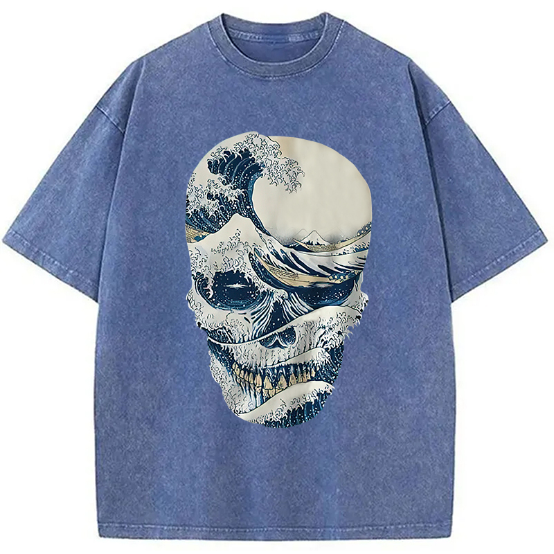 Modecanvas The Great Wave Off Skull Washed T-Shirt