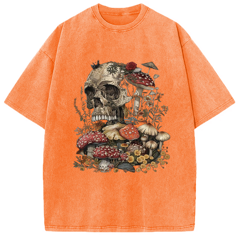 Modecanvas Skull Mushroom Goblincore Washed T-Shirt