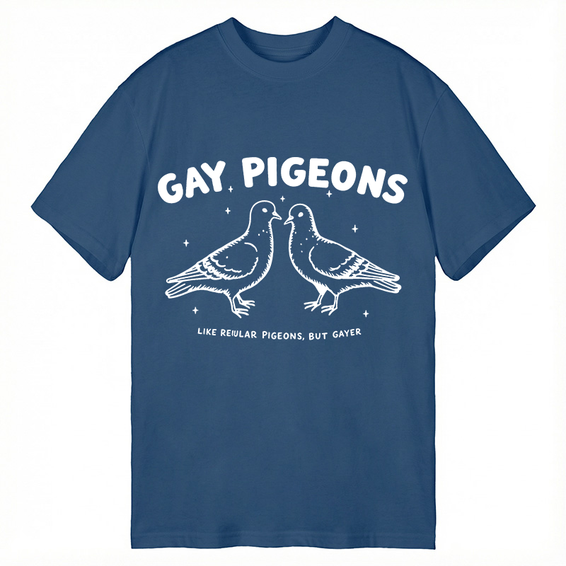 Modecanvas Gay Pigeons Funny LGBTQ Pride DTG Printing Classic T-Shirt-modecanvas