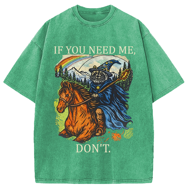 Modecanvas Funny Raccoon Wizard Gamer DTG Printing Washed T-Shirt