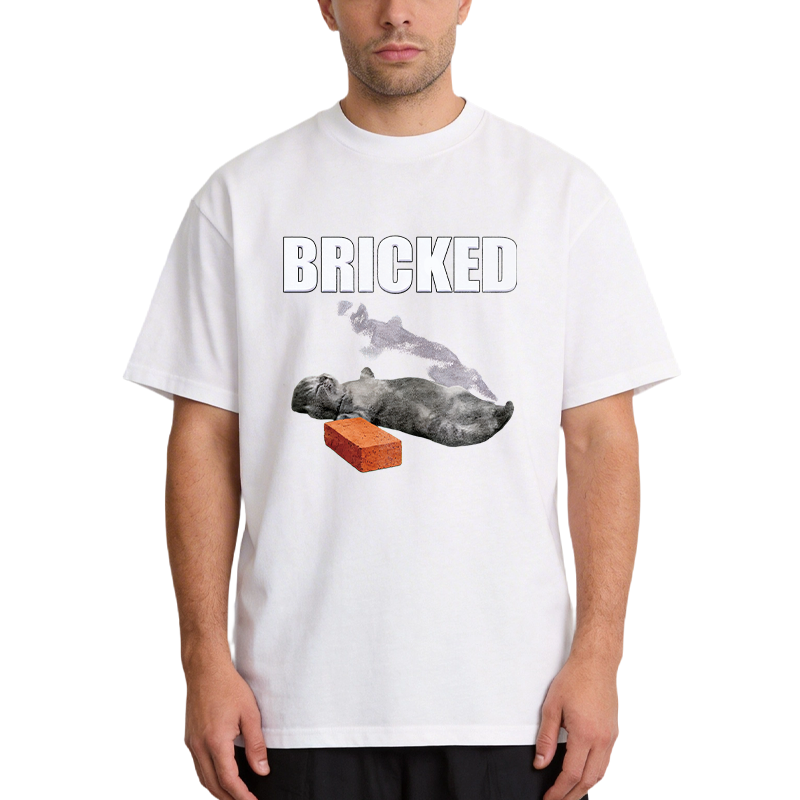 Modecanvas Bricked Funny Cat Knocked Out DTG Printing Classic T-Shirt-modecanvas