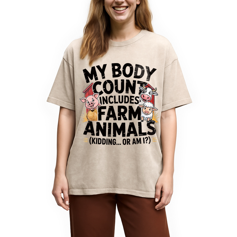 Modecanvas Embarrassing Farmer Meme DTG Printing Washed T-Shirt