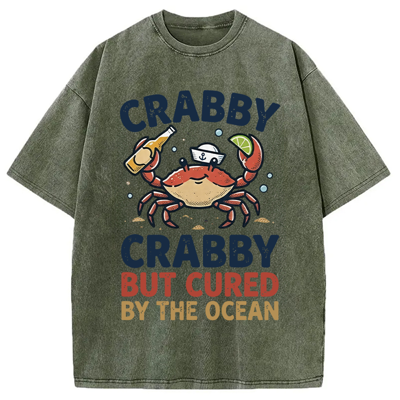 Modecanvas Crabby But Cured By The Ocean DTG Printing Washed T-Shirt