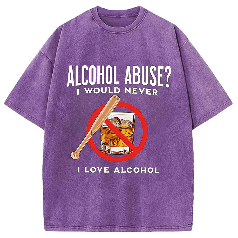 Modecanvas Alcohol Abuser Funny DTG Printing Washed T-Shirt