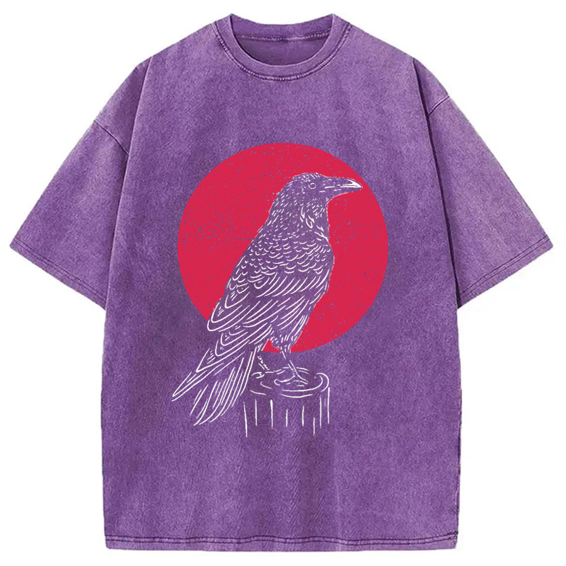 Modecanvas Viking Raven Crow Witchcraft Occult Pagan Washed T-Shirt