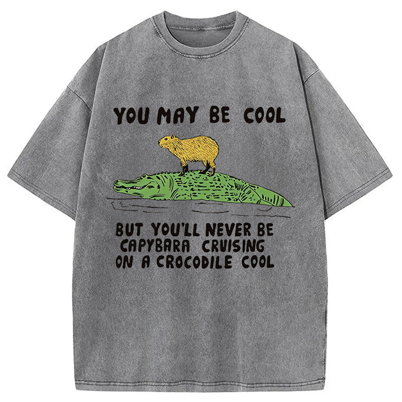 Modecanvas Cool Capybara Funny DTG Printing Washed T-Shirt