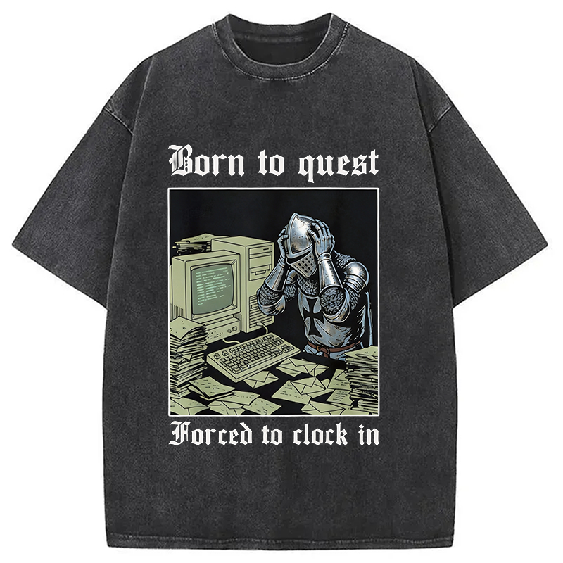 Modecanvas Born to Quest Forced to Clock Washed T-Shirt