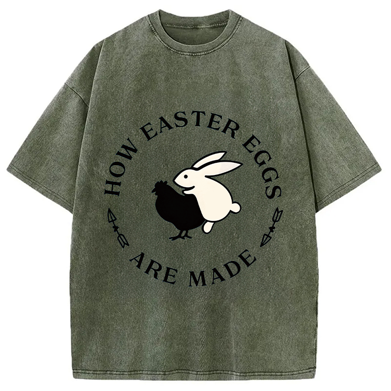 Modecanvas Bold Funny Easter Bunny DTG Printing Washed T-Shirt