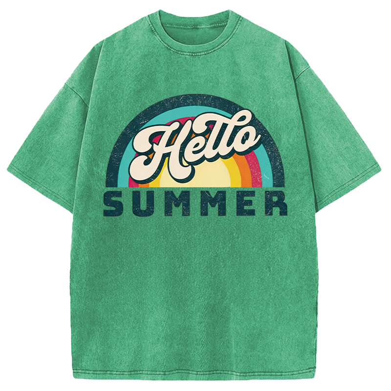 Modecanvas Hello Summer DTG Printing Washed T-Shirt