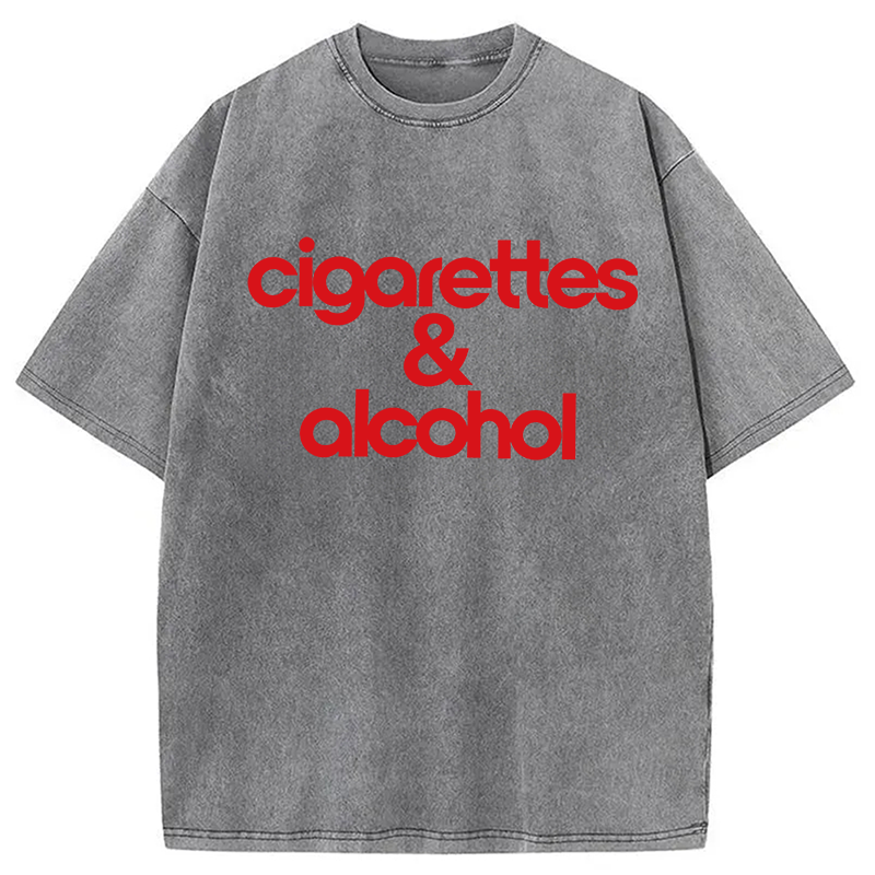 Modecanvas Cigarettes & Alcohol DTG Printing Washed T-Shirt