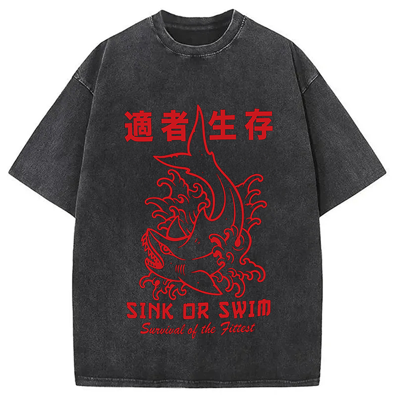 Modecanvas Sink Or Swim DTG Printing Washed T-Shirt