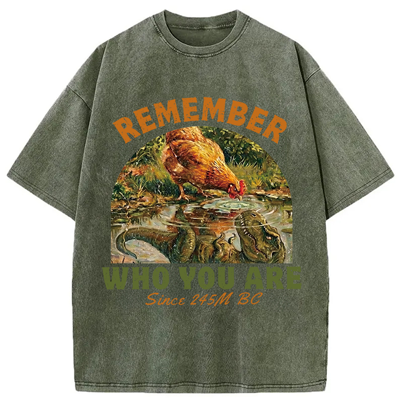 Modecanvas Remember Who You Are Funny DTG Printing Washed T-Shirt