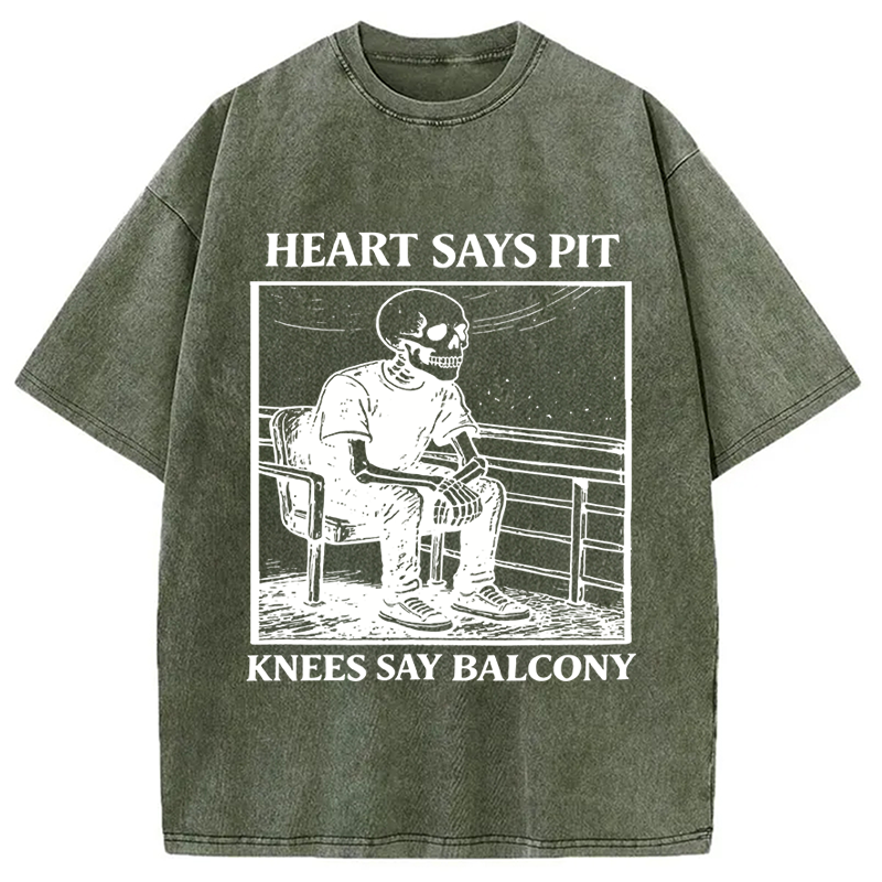 Modecanvas Heart Says Pit Knees Say Balcony DTG Printing Washed T-Shirt