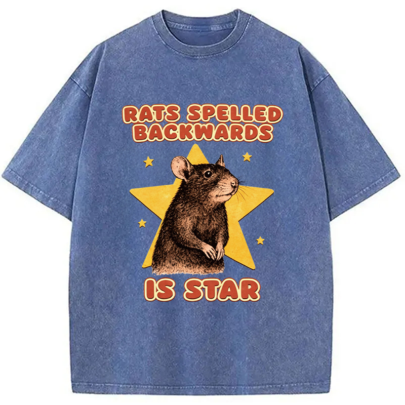 Modecanvas Rats Spelled Backwards Is Star DTG Printing Washed T-Shirt