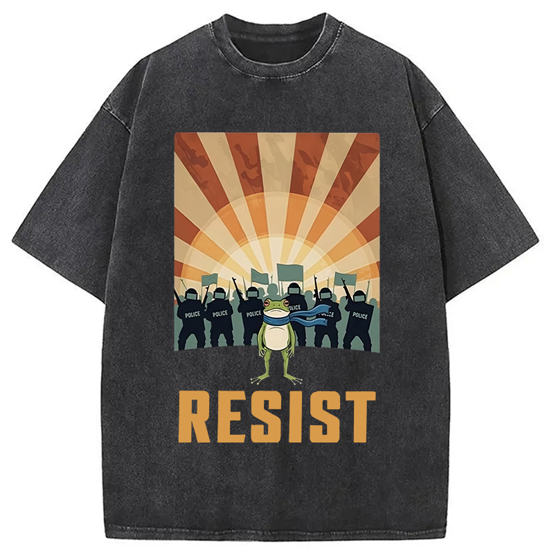 Modecanvas Portland Frog Protest Washed T-Shirt
