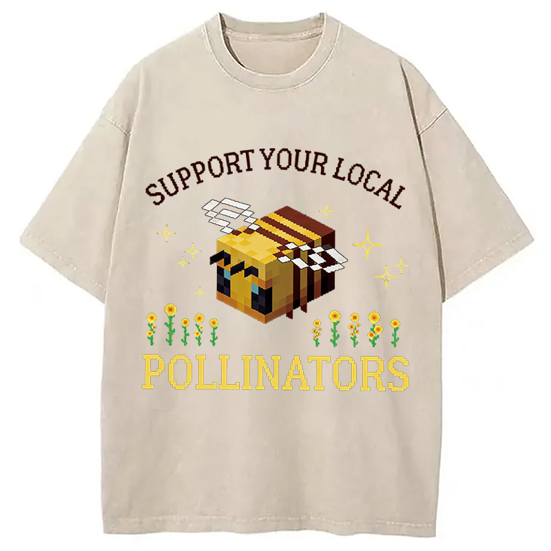 Modecanvas Support Your Local Pollinators DTG Printing Washed T-Shirt