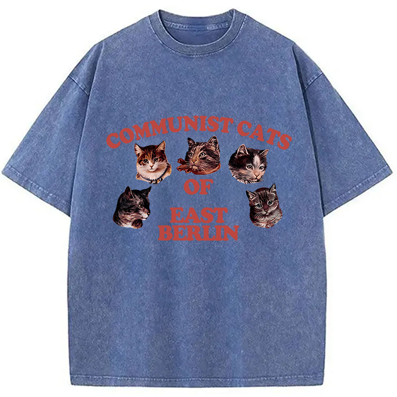 Modecanvas Communist Cats Of East Berlin DTG Printing Washed T-Shirt