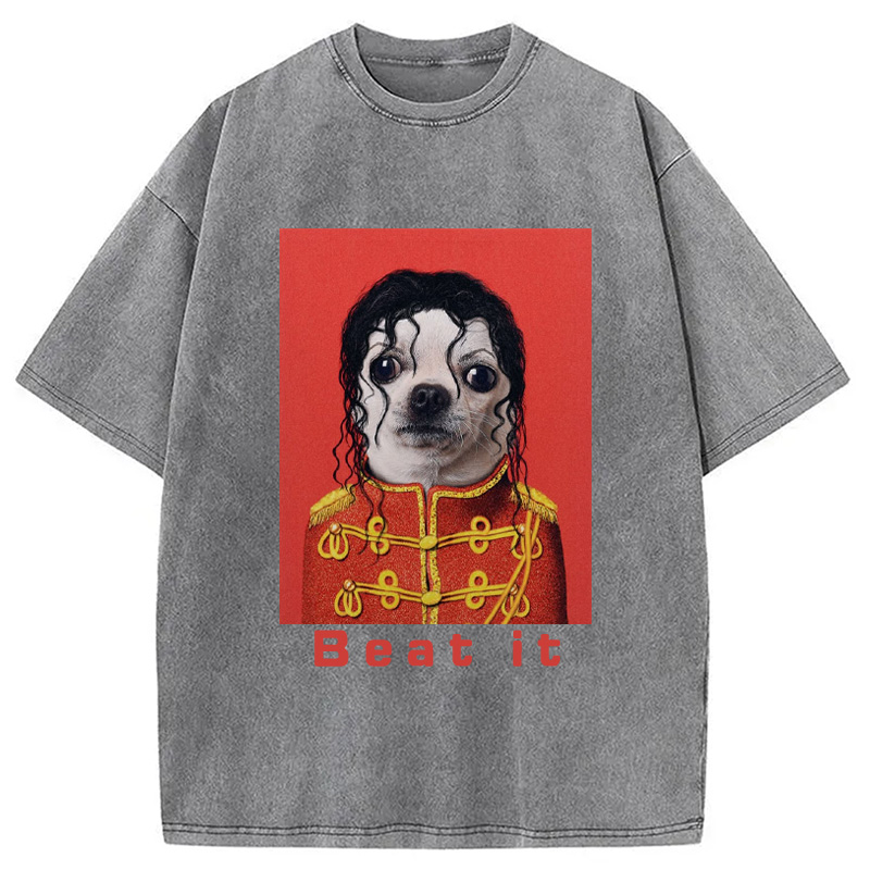 Modecanvas Beat It Dog Meme Washed T-Shirt