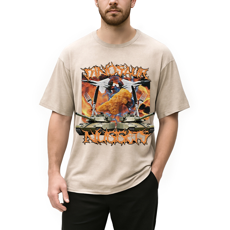 Modecanvas Funny Dinosaur Chicken Washed T-Shirt