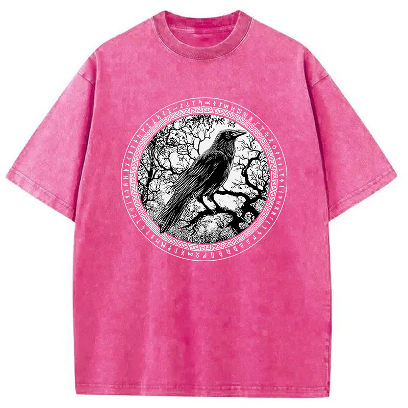 Modecanvas Circle of the Raven DTG Printing Washed T-Shirt